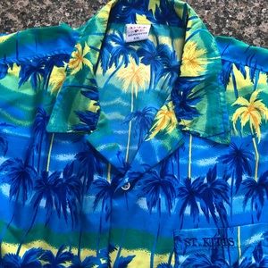 Tropical World 100% Polyester Palm Tree Hawaiian St Kitts Embroidered Sh…